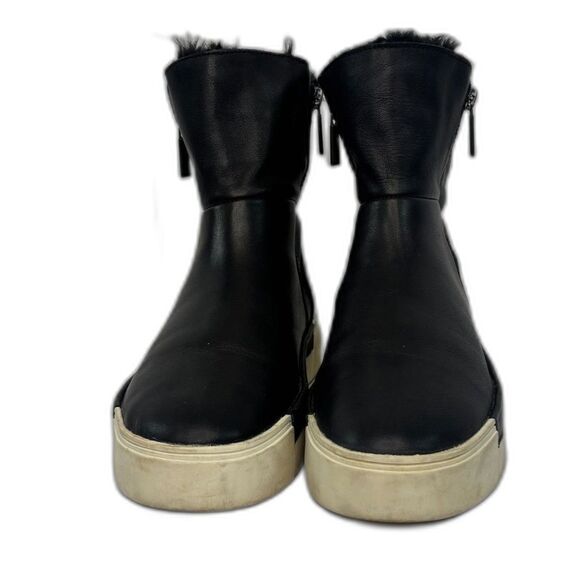 J Slides Fur Lined Black Leather Hi Top Platform Boots Sneakers Size 8M - Picture 2 of 10